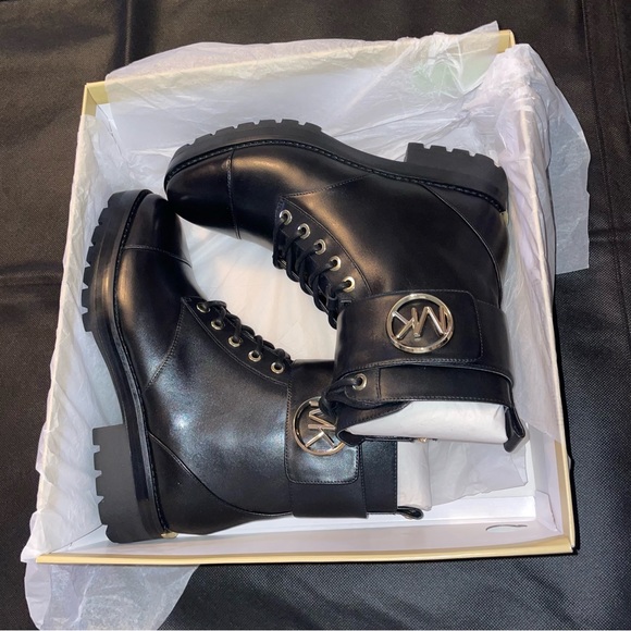NIB Michael Kors Tatum Combat Leather Boots - Picture 7 of 10